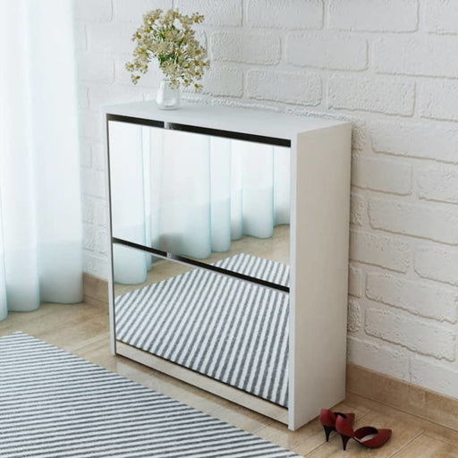 Shoe Cabinet 2-layer Mirror White 63x17x67 Cm Xatbal