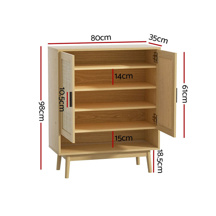 Shoe Cabinet Rattan Shoes Storage Rack Organiser Wooden