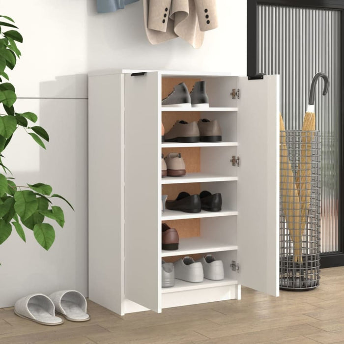 Shoe Cabinet White 59x35x100 Cm Engineered Wood Nooatk
