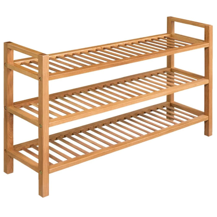 Shoe Rack with 3 Shelves 100x27x60 Cm Solid Oak Wood Xaaxbk