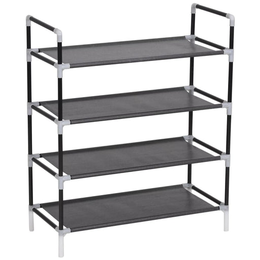 Shoe Rack With 4 Shelves Metal And Non - woven Fabric Black