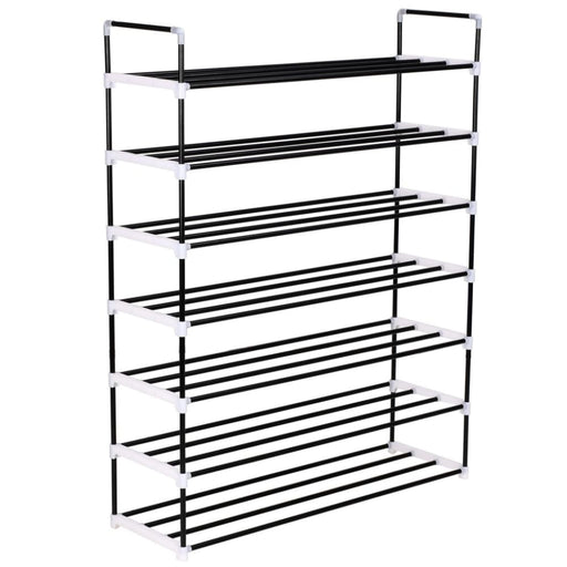 Shoe Rack With 7 Shelves Metal And Plastic Black Xaplxi