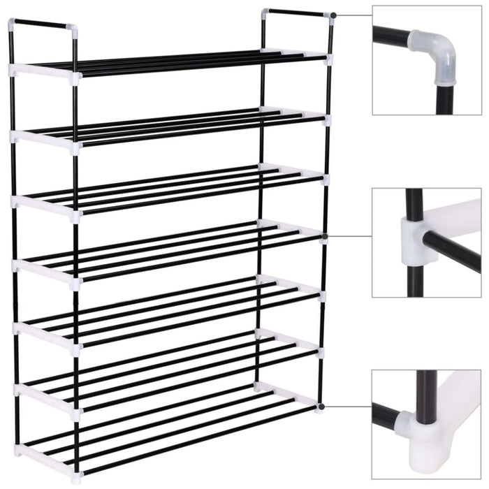 Shoe Rack With 7 Shelves Metal And Plastic Black Xaplxi