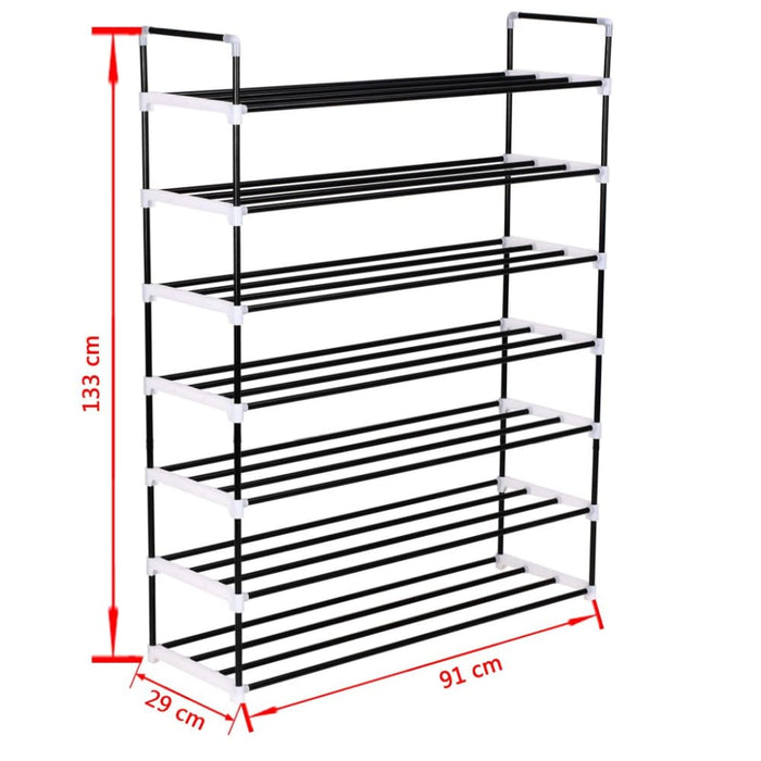 Shoe Rack With 7 Shelves Metal And Plastic Black Xaplxi
