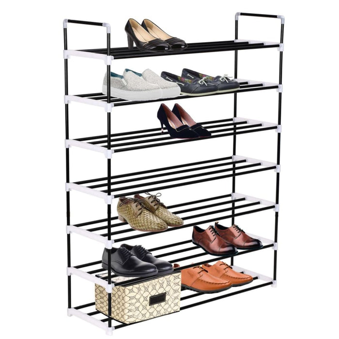 Shoe Rack With 7 Shelves Metal And Plastic Black Xaplxi