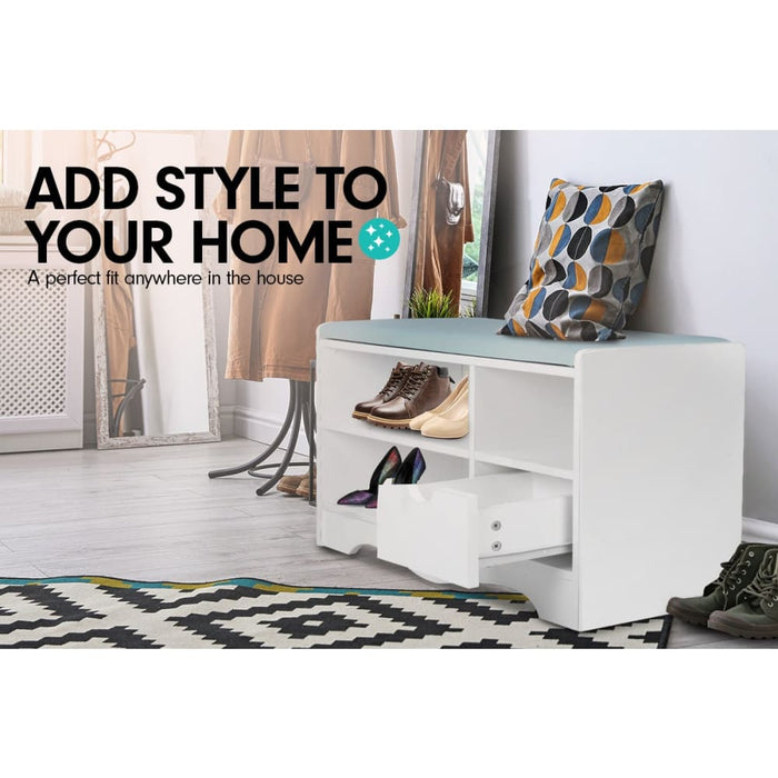 Shoe Rack Cabinet Organiser Grey Cushion - 80 x 30 45