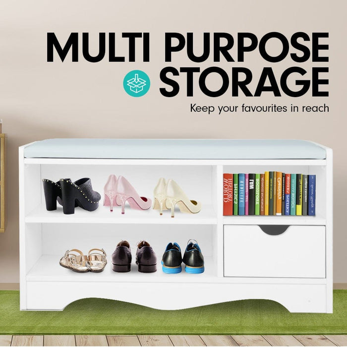 Shoe Rack Cabinet Organiser Grey Cushion - 80 x 30 45