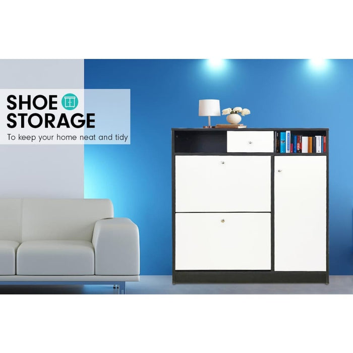 Shoe Rack Cabinet Wooden Storage Organiser Shelf Cupboard