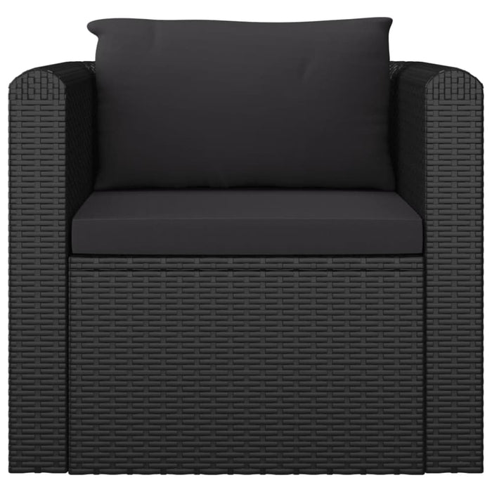 Single Sofa with Cushions Poly Rattan Black Alppp