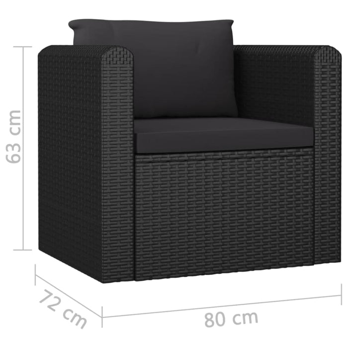 Single Sofa with Cushions Poly Rattan Black Alppp