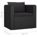 Single Sofa with Cushions Poly Rattan Black Alppp