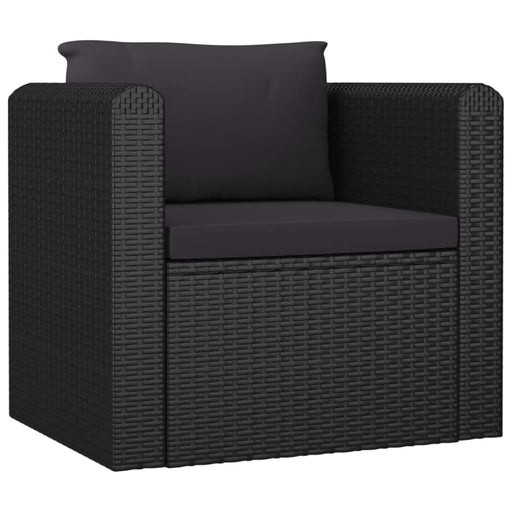 Single Sofa with Cushions Poly Rattan Black Alppp