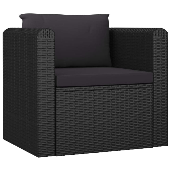 Single Sofa with Cushions Poly Rattan Black Alppp