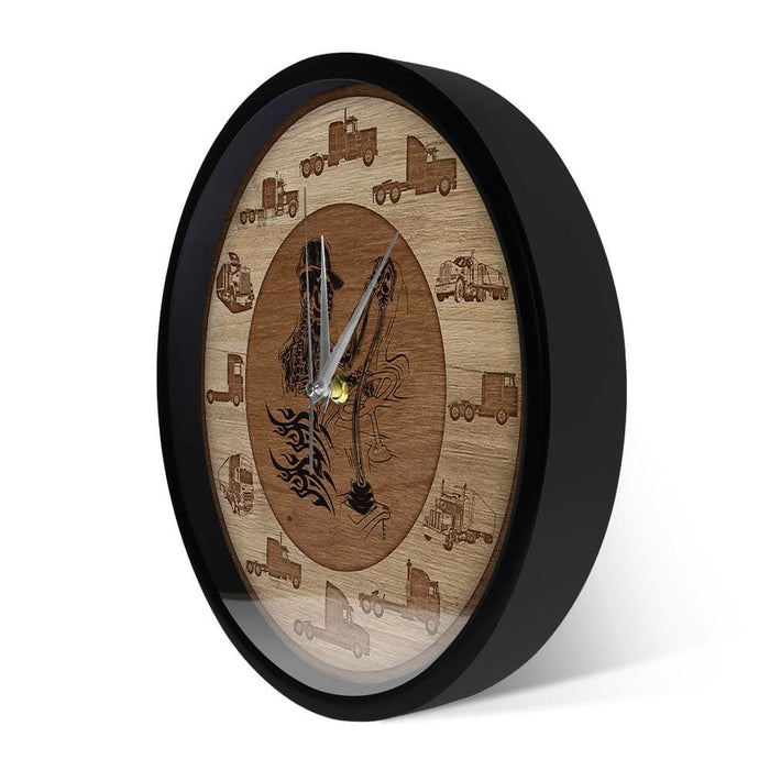 Skull Trucker Wood Texture Acrylic Print Wall Clock