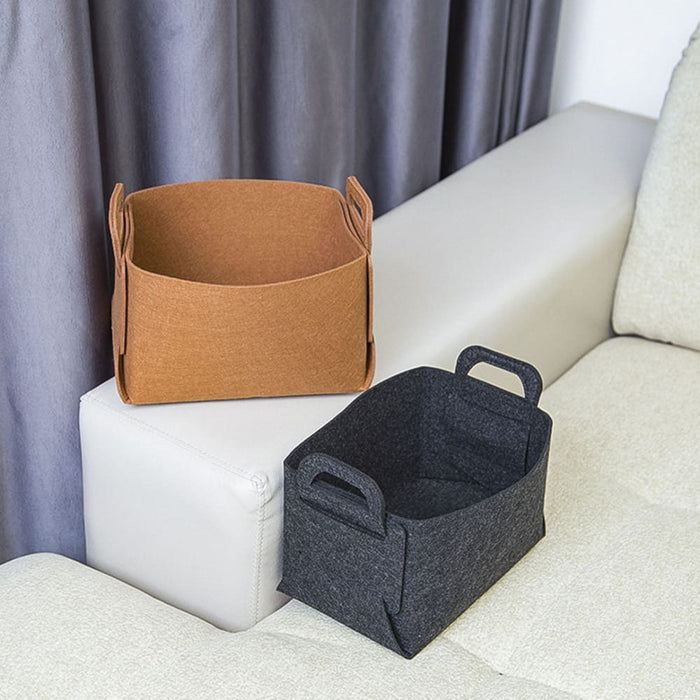 2x Small Coffee Foldable Felt Storage Portable Collapsible