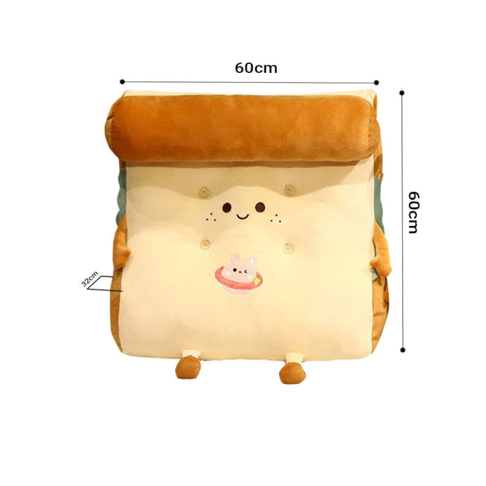 2x Smiley Face Toast Bread Wedge Cushion Stuffed Plush