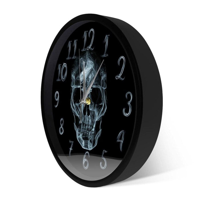Smoke Smoking Kills on Skull Face Wall Clock Black Skeleton