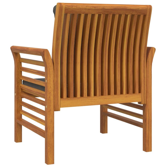 Sofa Chairs with Dark Grey Cushions 2 Pcs Solid Wood Acacia