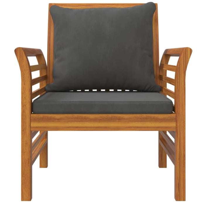 Sofa Chairs with Dark Grey Cushions 2 Pcs Solid Wood Acacia