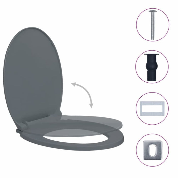 Soft - close Toilet Seat Quick Release Grey Oval Oapnoi