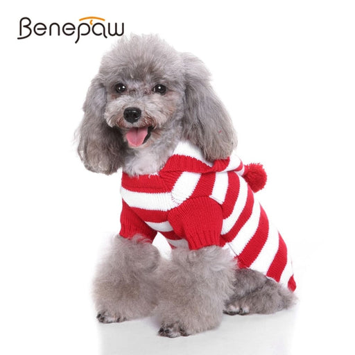 Soft Comfortable Hooded Striped Pullover Christmas Sweater