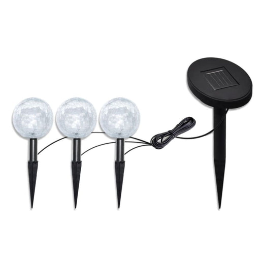 Solar Bowl 3 Led Garden Lights With Spike Anchors & Panel