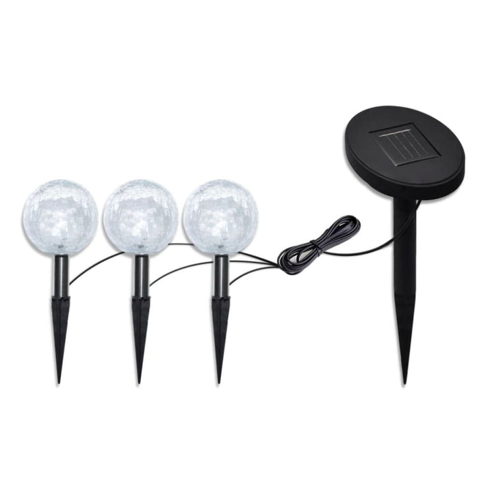 Solar Bowl 3 Led Garden Lights with Spike Anchors & Panel