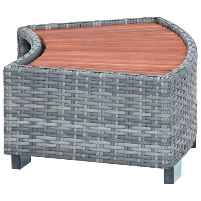 Spa Step Grey Poly Rattan 92x45x25 Cm Alalo
