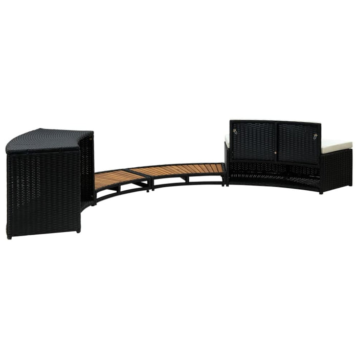 Spa Surround Black Poly Rattan and Acacia Wood Tobbkx
