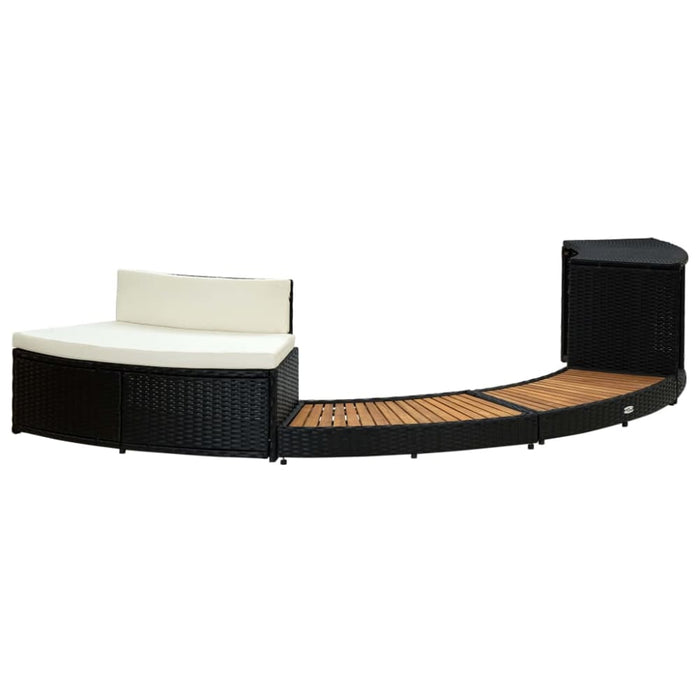 Spa Surround Black Poly Rattan and Acacia Wood Tobbkx