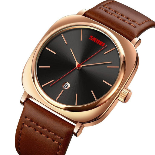 Square Dial Design Casual Men’s Watch With Leather Strap