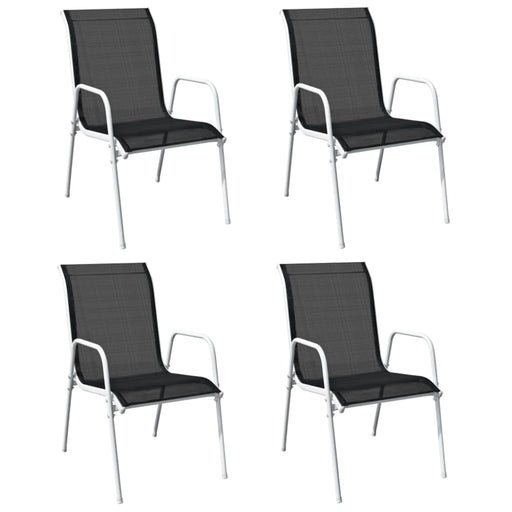 Stackable Garden Chairs 4 Pcs Steel and Textilene Black