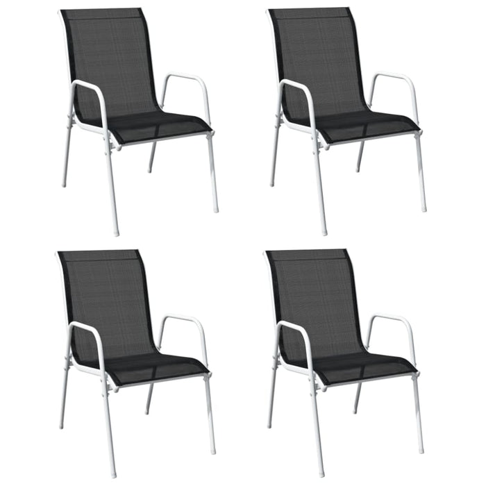 Stackable Garden Chairs 4 Pcs Steel and Textilene Black