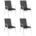 Stackable Garden Chairs 4 Pcs Steel and Textilene Black