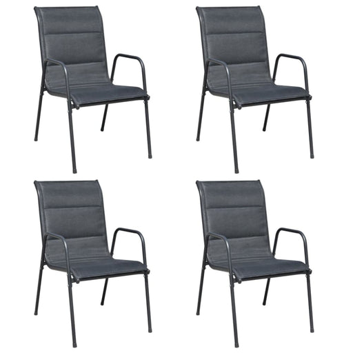 Stackable Garden Chairs 4 Pcs Steel and Textilene Black