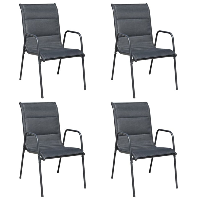 Stackable Garden Chairs 4 Pcs Steel and Textilene Black