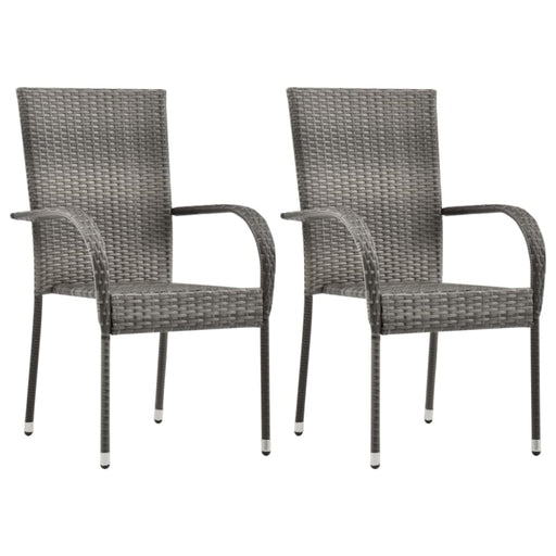 Stackable Outdoor Chairs 2 Pcs Grey Poly Rattan Alala