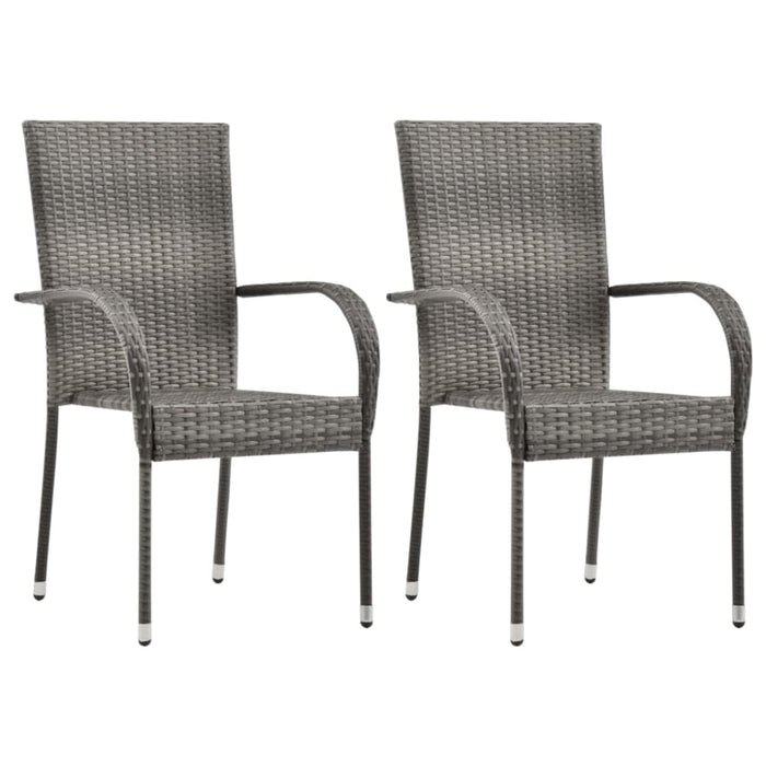 Stackable Outdoor Chairs 2 Pcs Grey Poly Rattan Alala