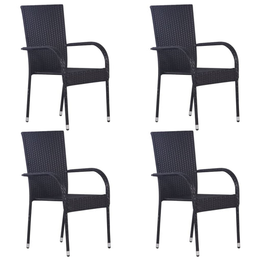 Stackable Outdoor Chairs 4 Pcs Poly Rattan Black Tobbna