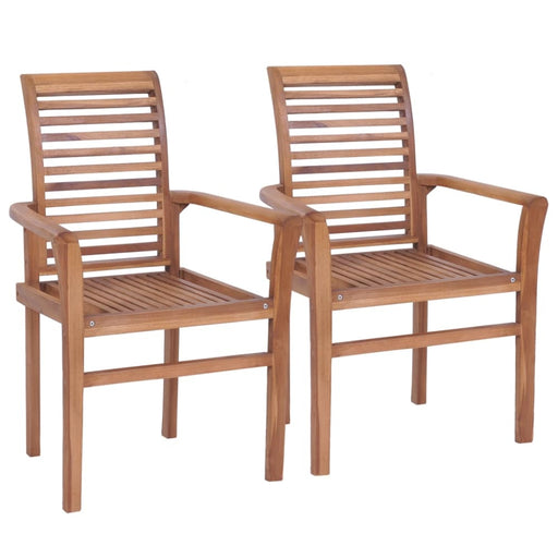 Stacking Dining Chairs 2 Pcs Solid Teak Aalla