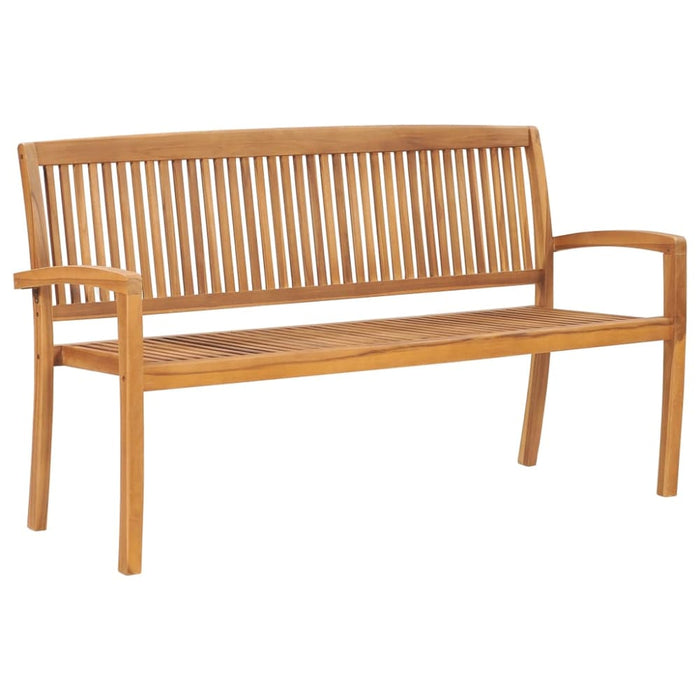 Stacking Garden Bench with Cushion Solid Teak Wood Tblttbn