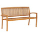 Stacking Garden Bench with Cushion Solid Teak Wood Tblttxa
