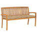 Stacking Garden Bench with Cushion Solid Teak Wood Tblttxa