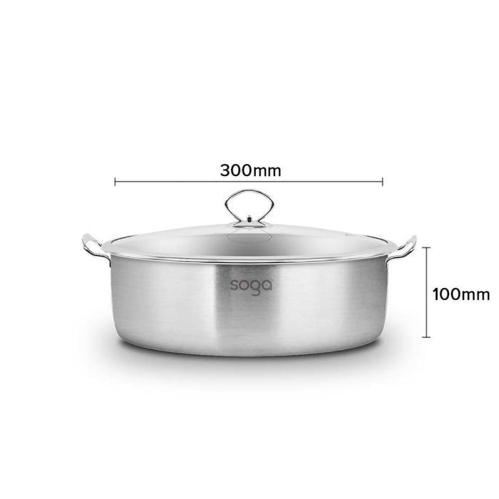 2x Stainless Steel 30cm Casserole With Lid Induction