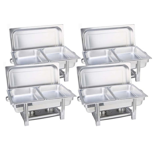 4x Stainless Steel Chafing Double Tray Catering Dish Food