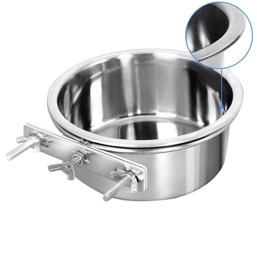 Stainless Steel No Spill Water Food Pet Feeder Hanging Cage