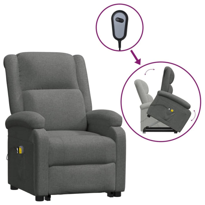 Stand Up Massage Recliner Chair Dark Grey Fabric Topxtxi
