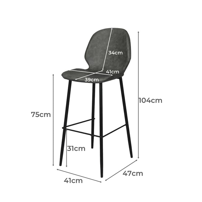 2x Bar Stool Counter Chair Pu Leather Kitchen Pub