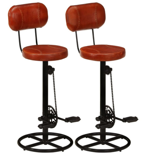Bar Stools 2 Pcs Black and Brown Real Goat Leather Ttnxop