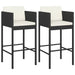 Bar Stools 2 Pcs with Cushions Black Poly Rattan Gl6731665